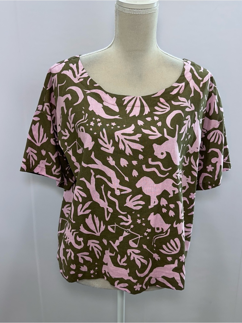 Princess Highway Smock Blouse Astrology Zodiac Print Linen Cotton
